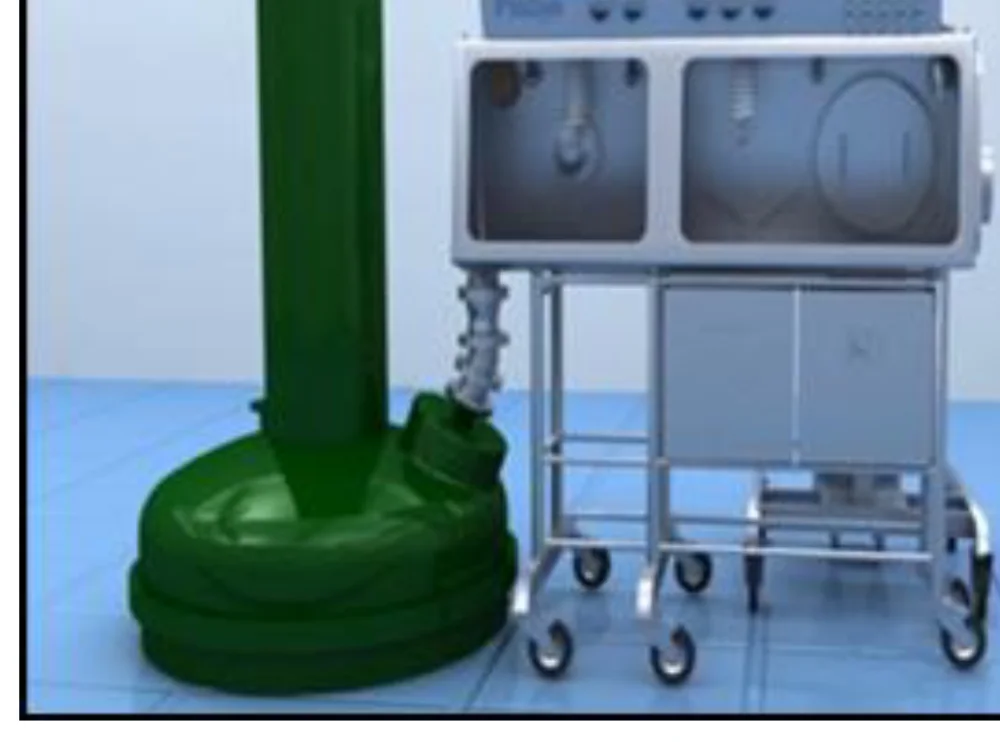 Stainless steel charging glove box on a mobile trolley